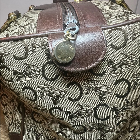 Vintage CELINE Boston Bag Brown and Cream Monogram with Leather Accents - Picture 12 of 12